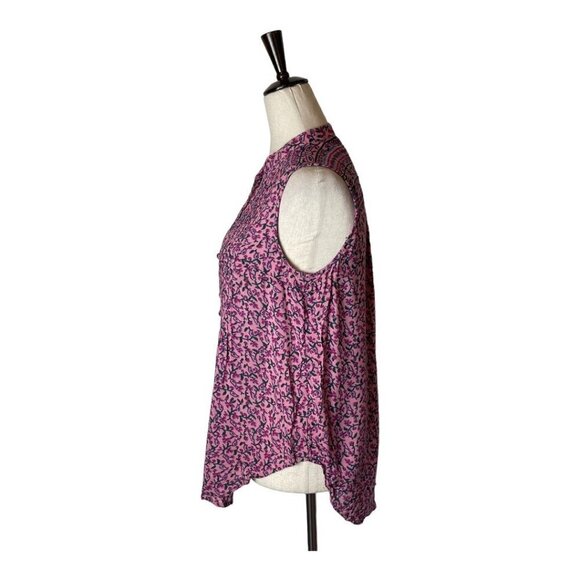 Maeve Anthropologie Purple Petunia Floral Print Pintucked Tank‎ Blouse XS - Picture 6 of 10